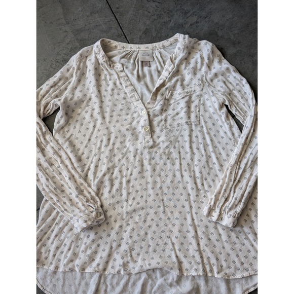 Knox Rose Tops - Knox Rose Women's Casual Beige Patterned Long Sleeve Button‎ Up Shirt Top Blouse